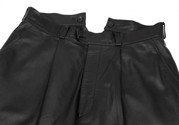 ヨウジヤマモト プールオムYohji Yamamoto POUR HOMME サスペンダーレザーパンツ 黒L K-85707_003
