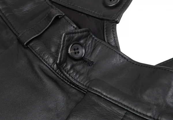 ヨウジヤマモト プールオムYohji Yamamoto POUR HOMME サスペンダーレザーパンツ 黒L K-85707_004
