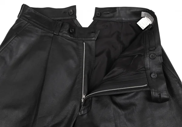 ヨウジヤマモト プールオムYohji Yamamoto POUR HOMME サスペンダーレザーパンツ 黒L K-85707_006