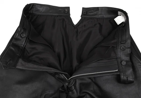 ヨウジヤマモト プールオムYohji Yamamoto POUR HOMME サスペンダーレザーパンツ 黒L K-85707_007