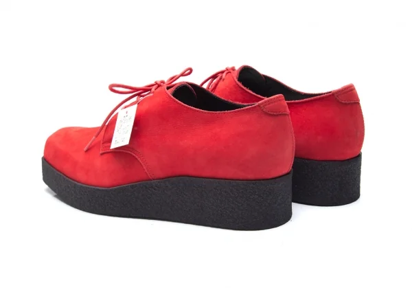 ヨウジヤマモト プールオムYohji Yamamoto POUR HOMME ヌバック厚底ラバーソールシューズ 赤5(28位) K-85727_010