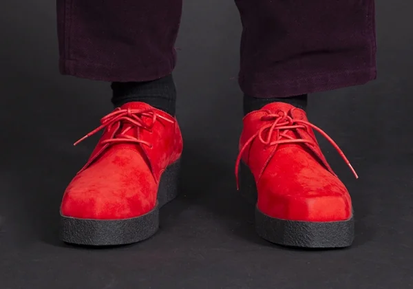 ヨウジヤマモト プールオムYohji Yamamoto POUR HOMME ヌバック厚底ラバーソールシューズ 赤5(28位) K-85727_014