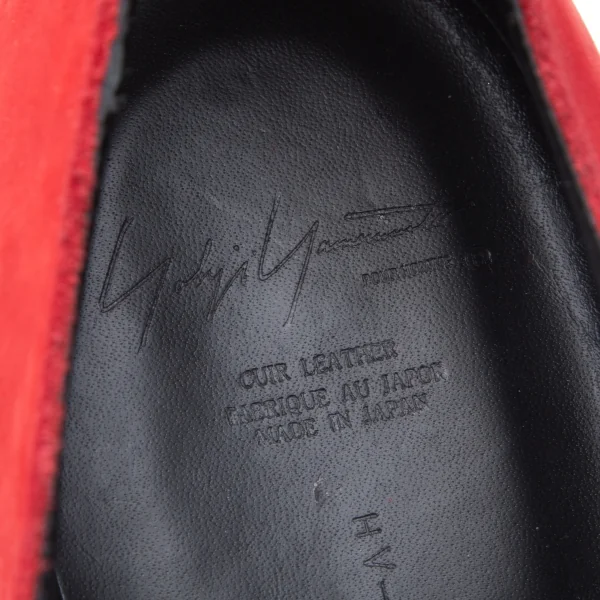 ヨウジヤマモト プールオムYohji Yamamoto POUR HOMME ヌバック厚底ラバーソールシューズ 赤5(28位) K-85727_017