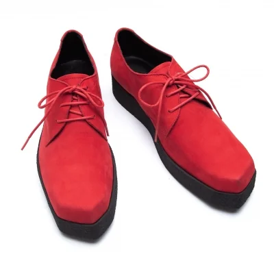 ヨウジヤマモト プールオムYohji Yamamoto POUR HOMME ヌバック厚底ラバーソールシューズ