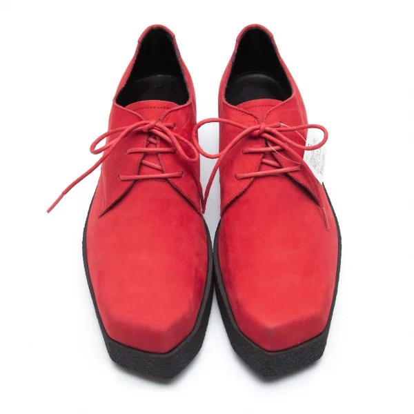 ヨウジヤマモト プールオムYohji Yamamoto POUR HOMME ヌバック厚底ラバーソールシューズ 赤5(28位) K-85727_002