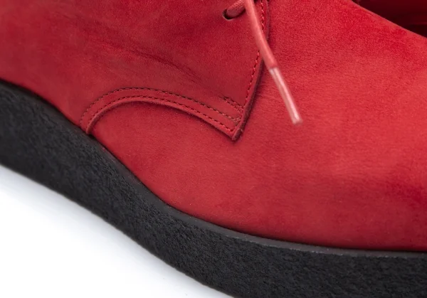 ヨウジヤマモト プールオムYohji Yamamoto POUR HOMME ヌバック厚底ラバーソールシューズ 赤5(28位) K-85727_006