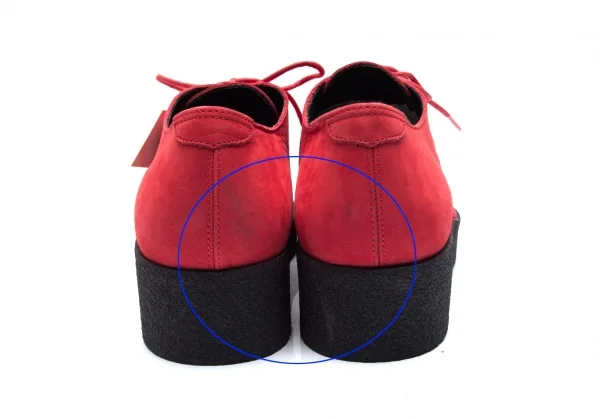 ヨウジヤマモト プールオムYohji Yamamoto POUR HOMME ヌバック厚底ラバーソールシューズ 赤5(28位) K-85727_008