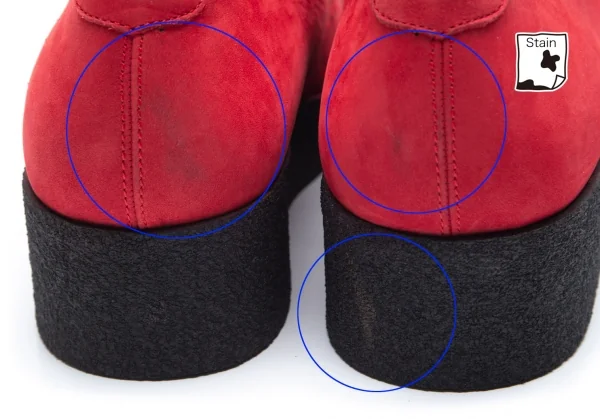 ヨウジヤマモト プールオムYohji Yamamoto POUR HOMME ヌバック厚底ラバーソールシューズ 赤5(28位) K-85727_009