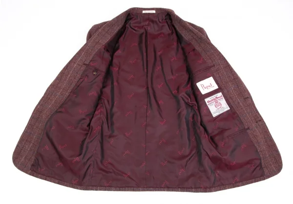 パパスPapas ハリスツイードチェック2Bジャケット あずきM46 K-85748_011