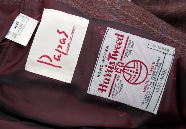 パパスPapas ハリスツイードチェック2Bジャケット あずきM46 K-85748_015