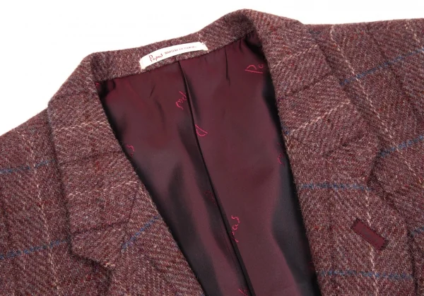 パパスPapas ハリスツイードチェック2Bジャケット あずきM46 K-85748_003