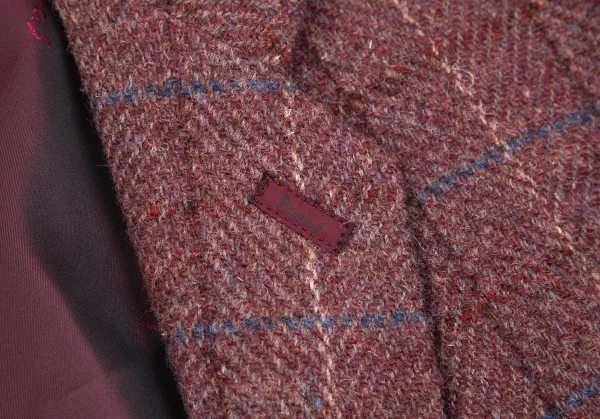 パパスPapas ハリスツイードチェック2Bジャケット あずきM46 K-85748_004