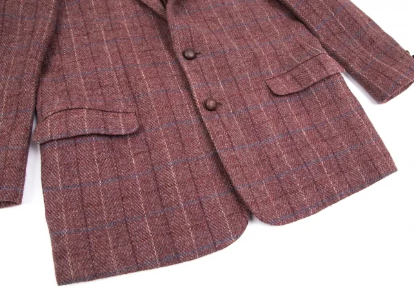 パパスPapas ハリスツイードチェック2Bジャケット あずきM46 K-85748_008