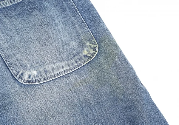 ヨウジヤマモト プールオムYohji Yamamoto POUR HOMME スポテッドホースウエスト切替ペイント加工ポケットデザインデニム インディゴ2 K-85818_015
