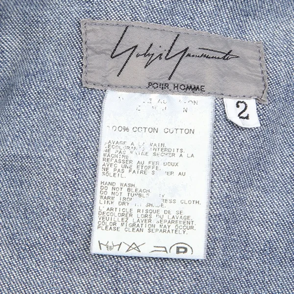 ヨウジヤマモト プールオムYohji Yamamoto POUR HOMME スポテッドホースウエスト切替ペイント加工ポケットデザインデニム インディゴ2 K-85818_019