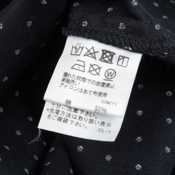 プランテーションPlantation ピンドットプリントリネン布帛Tシャツ 紺M K-85828_011