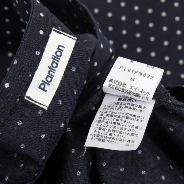 プランテーションPlantation ピンドットプリントリネン布帛Tシャツ 紺M K-85828_012
