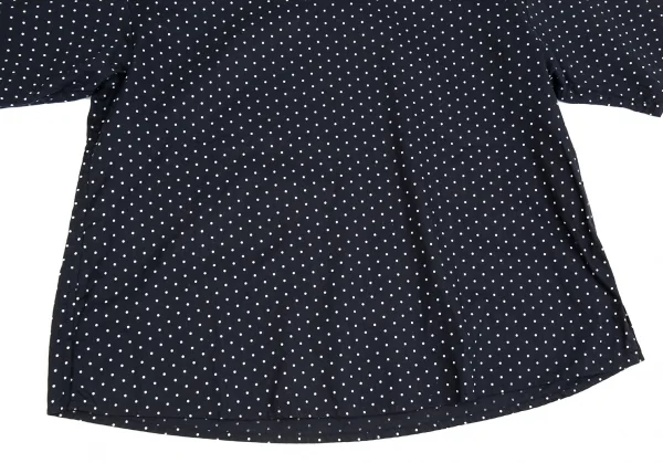 プランテーションPlantation ピンドットプリントリネン布帛Tシャツ 紺M K-85828_005