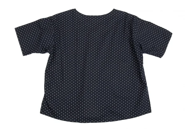 プランテーションPlantation ピンドットプリントリネン布帛Tシャツ 紺M K-85828_008
