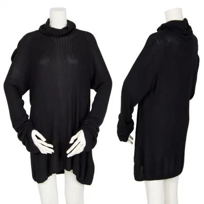 ラグネキカス フォー ヨウジヤマモト RAGNE KIKAS for Yohji Yamamoto レーヨンシルクタートルネックリブニット 黒