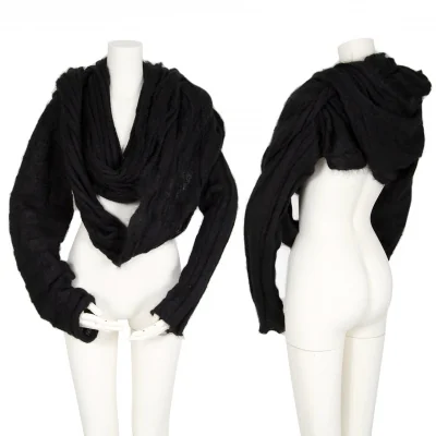 ヨウジヤマモト ファムYohji Yamamoto FEMME ウールマルチパターン織りスーパーロングアームマフラー