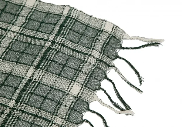 ワイズY's シースルーチェックフリンジストール 緑 K-85952_004