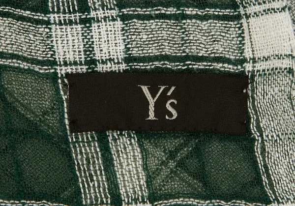 ワイズY's シースルーチェックフリンジストール 緑 K-85952_008