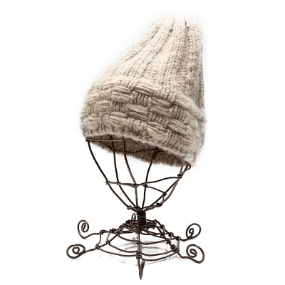 ヨウジヤマモト ファムYohji Yamamoto FEMME ウールチェック織りニット帽