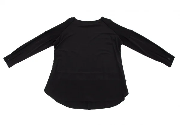 ワイズY's ポリブラウスレイヤード切替デザインカットソー 黒2 K-85981_011