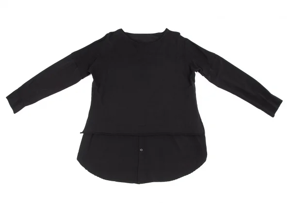 ワイズY's ポリブラウスレイヤード切替デザインカットソー 黒2 K-85981_002