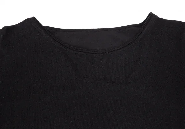 ワイズY's ポリブラウスレイヤード切替デザインカットソー 黒2 K-85981_003