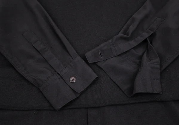 ワイズY's ポリブラウスレイヤード切替デザインカットソー 黒2 K-85981_006