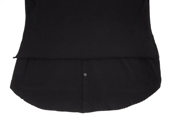 ワイズY's ポリブラウスレイヤード切替デザインカットソー 黒2 K-85981_007