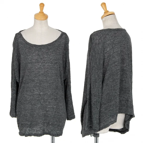 ワイズY's リネンビッグシルエットシアーニットトップス グレー2 K-85983_001