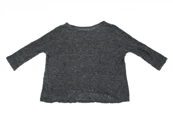 ワイズY's リネンビッグシルエットシアーニットトップス グレー2 K-85983_002