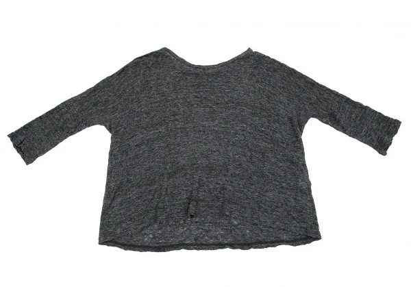 ワイズY's リネンビッグシルエットシアーニットトップス グレー2 K-85983_009