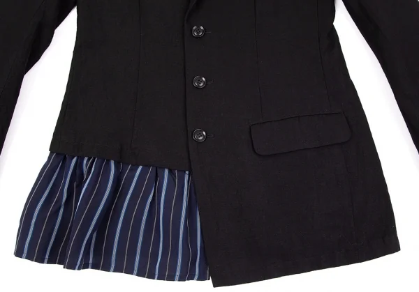 ワイズY's 裾ストライプ切替3Bジャケット 黒2 K-85988_006