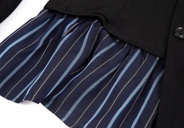 ワイズY's 裾ストライプ切替3Bジャケット 黒2 K-85988_009