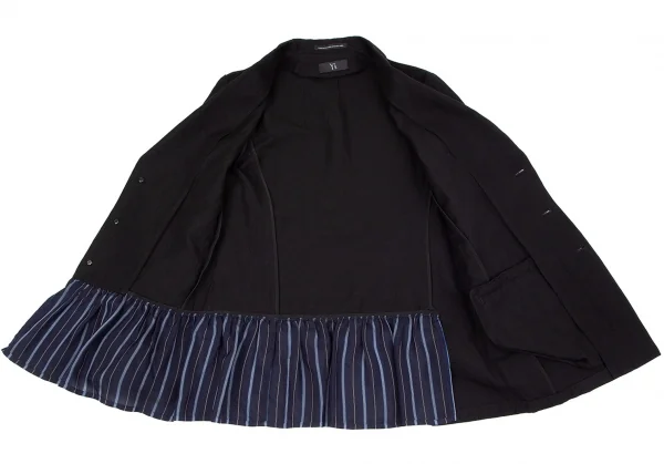 ワイズY's 裾ストライプ切替3Bジャケット 黒2 K-85988_010
