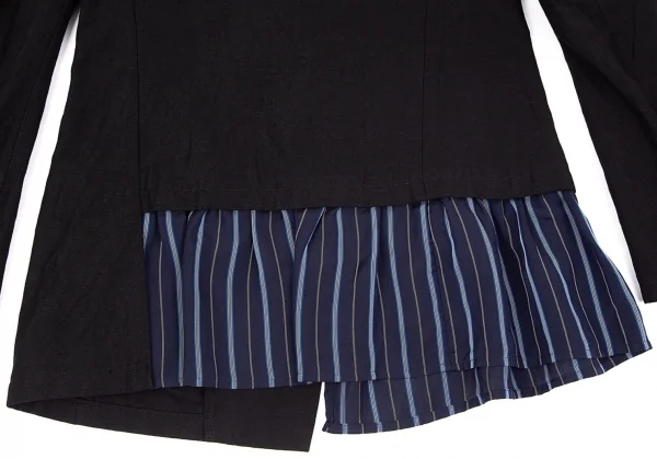 ワイズY's 裾ストライプ切替3Bジャケット 黒2 K-85988_014