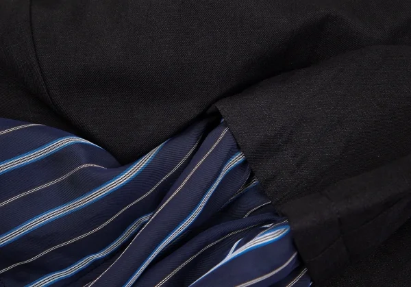 ワイズY's 裾ストライプ切替3Bジャケット 黒2 K-85988_015