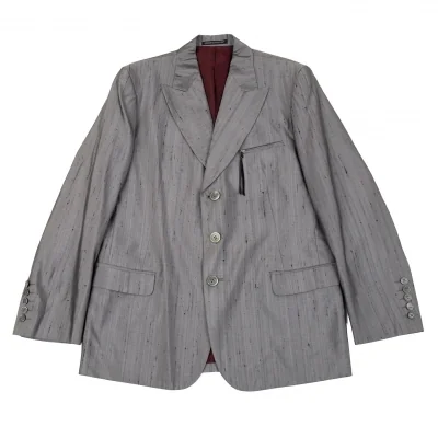 ヨウジヤマモト プールオムYohji Yamamoto POUR HOMME シルク紬３Bジャケット グレー