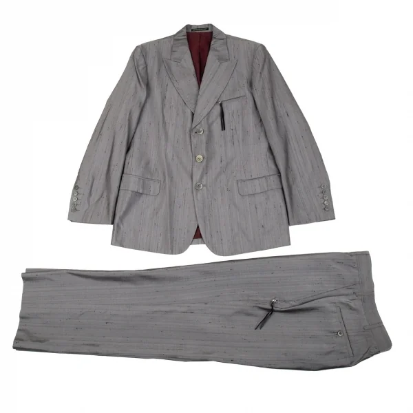 ヨウジヤマモト プールオムYohji Yamamoto POUR HOMME シルク紬パンツ グレー4 K-86005_015