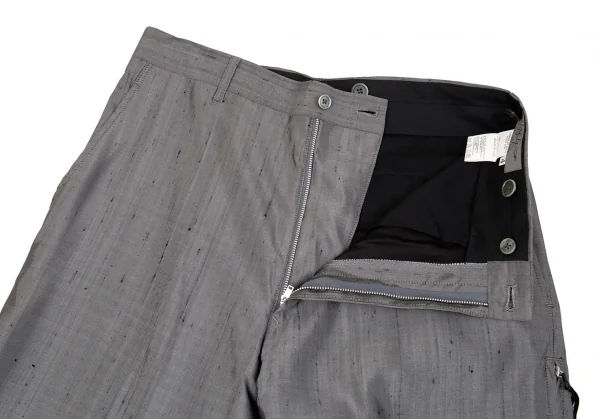 ヨウジヤマモト プールオムYohji Yamamoto POUR HOMME シルク紬パンツ グレー4 K-86005_006