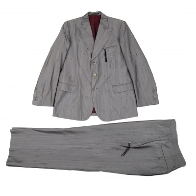 ヨウジヤマモト プールオムYohji Yamamoto POUR HOMME シルク紬３Bセットアップスーツ グレー
