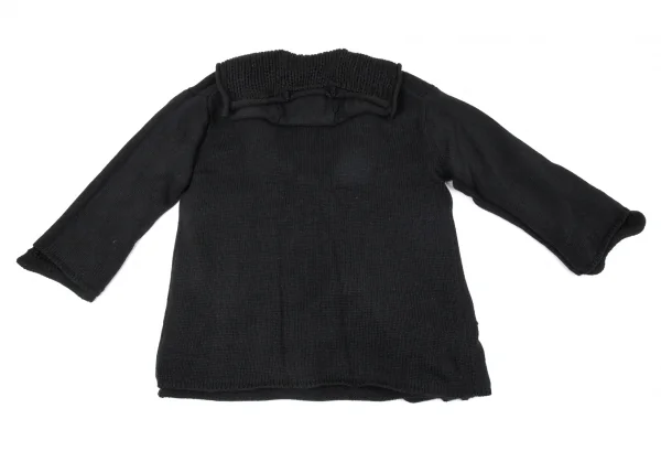 ヨウジヤマモト ファムYohji Yamamoto FEMME ニットレイヤードピン留アルパカリバーシブルコート 黒3 K-86009_013