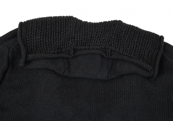 ヨウジヤマモト ファムYohji Yamamoto FEMME ニットレイヤードピン留アルパカリバーシブルコート 黒3 K-86009_014