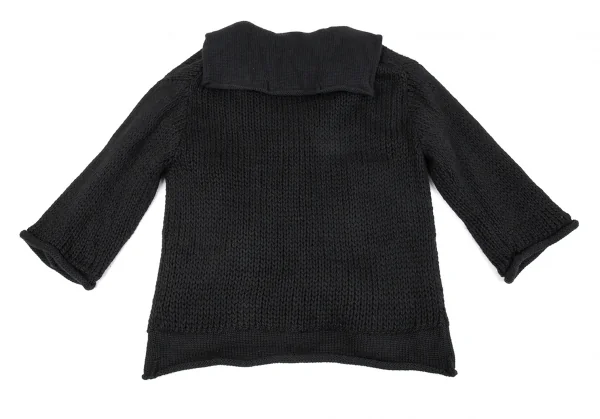 ヨウジヤマモト ファムYohji Yamamoto FEMME ニットレイヤードピン留アルパカリバーシブルコート 黒3 K-86009_015