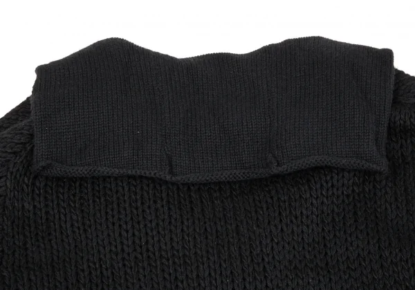 ヨウジヤマモト ファムYohji Yamamoto FEMME ニットレイヤードピン留アルパカリバーシブルコート 黒3 K-86009_016