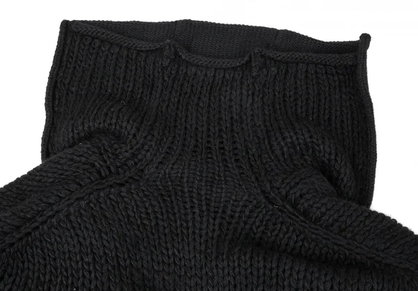 ヨウジヤマモト ファムYohji Yamamoto FEMME ニットレイヤードピン留アルパカリバーシブルコート 黒3 K-86009_017